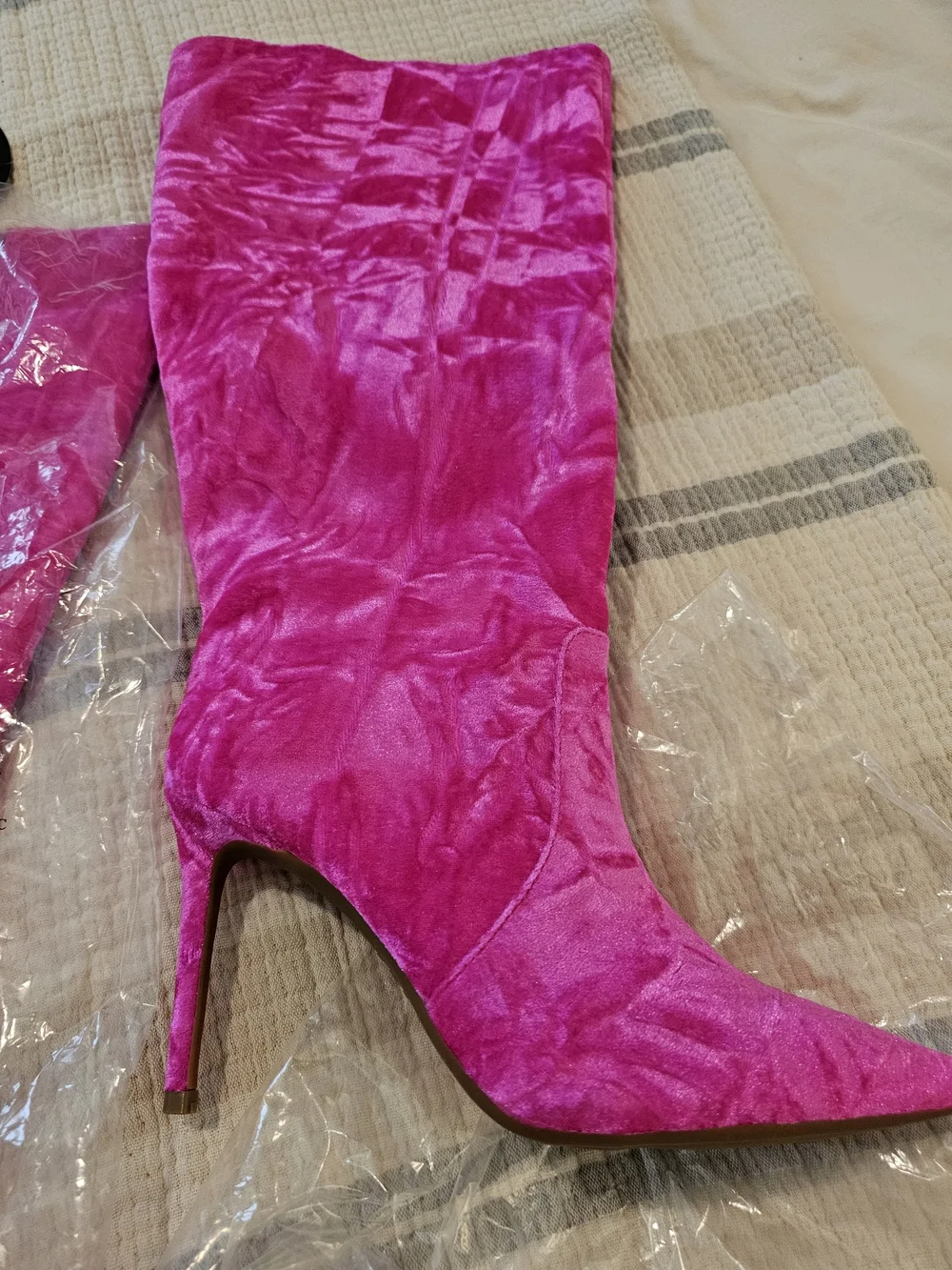 INC International Concepts Over-the-Knee Velvet Boots in Hot Pink